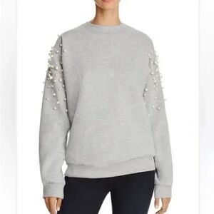 Aqua Light Gray Pearl Sleeve Top